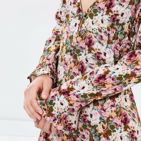 AUGUSTE THE LABEL Bell Cuff Dusty Rose Floral Long Sleeve Play Dress NWT - Picture 10 of 16
